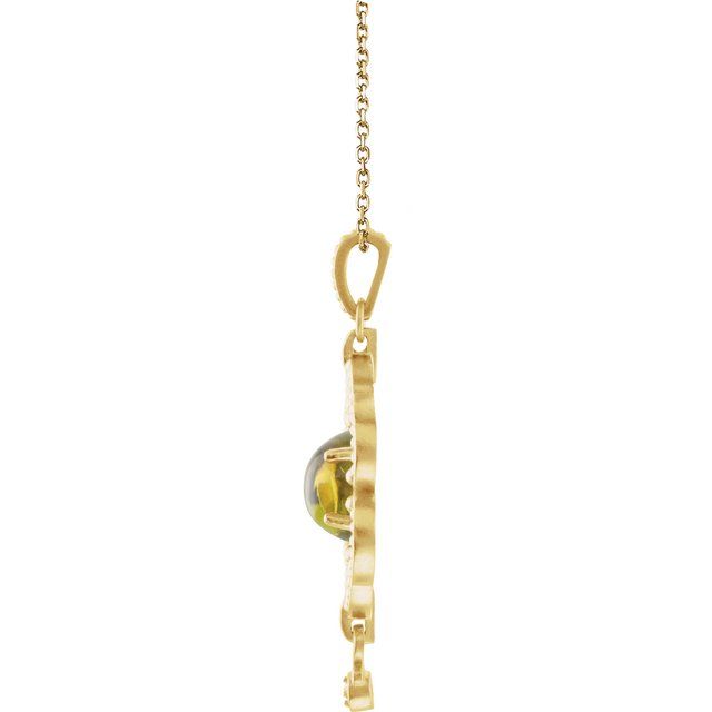 14K Yellow Natural Peridot & .015 CTW Natural Diamond 18" Necklace