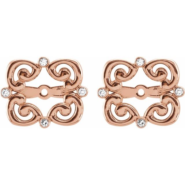 14K Rose .08 CTW Natiral Diamond Earring Jackets with 5.7 mm ID