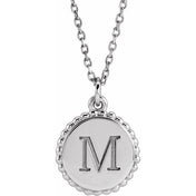 14K Engravable Beaded Disc Necklace 16-18" Adjustable Length