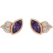 14K Rose Lab-Grown Alexandrite & .05 CTW Natural Diamond Earrings