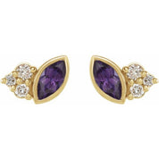 14K Yellow Lab-Grown Alexandrite & .05 CTW Natural Diamond Earrings