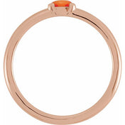 14K Rose Natural Pink Coral Stackable Ring