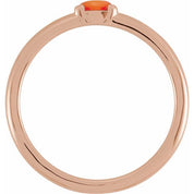 14K Rose Natural Pink Coral Stackable Ring