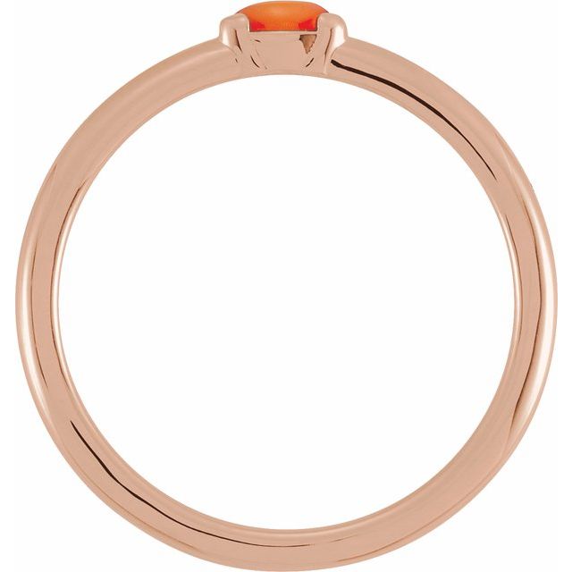14K Rose Natural Pink Coral Stackable Ring