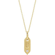 14K Yellow .05 CT Natural Diamond Initial Necklace 16-18" Length