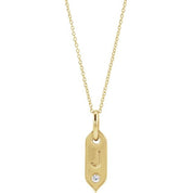 14K Yellow .05 CT Natural Diamond Initial Necklace 16-18" Length