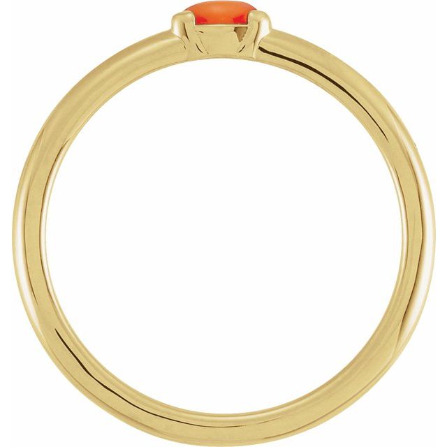 14K Yellow Natural Pink Coral Stackable Ring