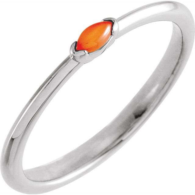 Platinum Natural Pink Coral Stackable Ring