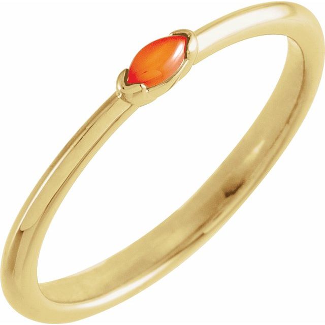 14K Yellow Natural Pink Coral Stackable Ring