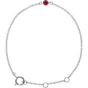 14K White Imitation Ruby Youth Birthstone 4 1/2-5 1/2" Bracelet