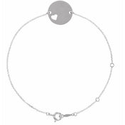 Sterling Silver Engravable Pierced Heart Disc 7-8" Bracelet