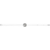 14K White Engravable Pierced Heart Disc 7-8" Bracelet