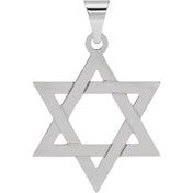 14K White 25x19 mm Star of David Pendant
