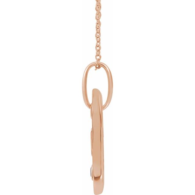 14K Rose .05 CT Natural Diamond Initial C 16-18" Necklace