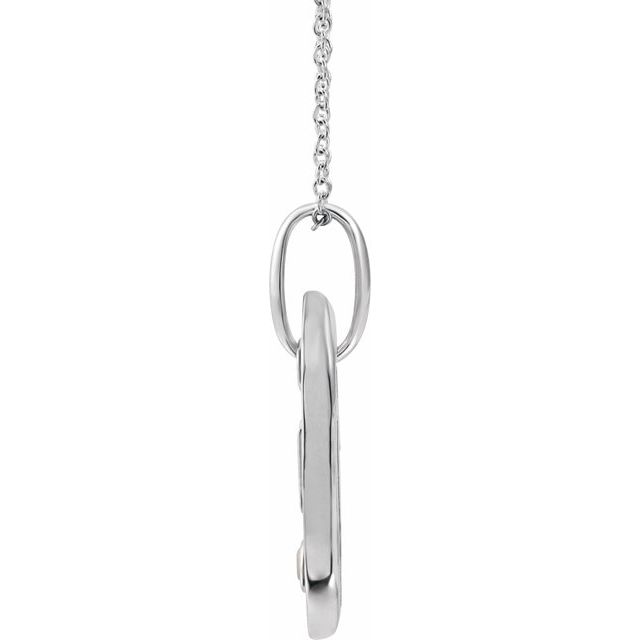 14K White .05 CT Natural Diamond Initial R 16-18" Necklace