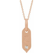 14K Rose .05 CT Natural Diamond Initial Z 16-18" Necklace