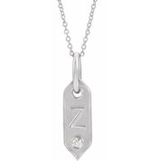 14K White .05 CT Natural Diamond Initial Z 16-18" Necklace