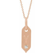 14K Rose .05 CT Natural Diamond Initial Y 16-18" Necklace