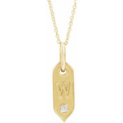 14K Yellow .05 CT Natural Diamond Initial Necklace 16-18" Length