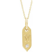 14K Yellow .05 CT Natural Diamond Initial Necklace 16-18" Length
