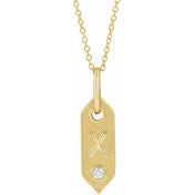 14K Yellow .05 CT Natural Diamond Initial Necklace 16-18" Length