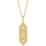 14K Yellow .05 CT Natural Diamond Initial Necklace 16-18" Length