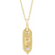 14K Yellow .05 CT Natural Diamond Initial Necklace 16-18" Length