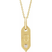 14K Yellow .05 CT Natural Diamond Initial Necklace 16-18" Length