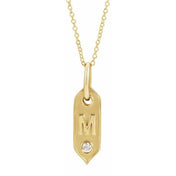 14K Yellow .05 CT Natural Diamond Initial Necklace 16-18" Length