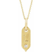 14K Yellow .05 CT Natural Diamond Initial Necklace 16-18" Length