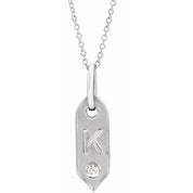 14K White .05 CT Natural Diamond Initial K 16-18" Necklace