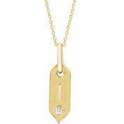 14K Yellow .05 CT Natural Diamond Initial Necklace 16-18" Length