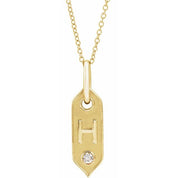 14K Yellow .05 CT Natural Diamond Initial Necklace 16-18" Length