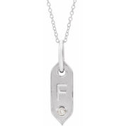 14K White .05 CT Natural Diamond Initial F 16-18" Necklace