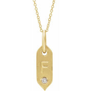 14K Yellow .05 CT Natural Diamond Initial Necklace 16-18" Length