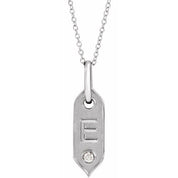 14K White .05 CT Natural Diamond Initial E 16-18" Necklace