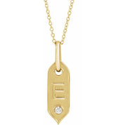 14K Yellow .05 CT Natural Diamond Initial Necklace 16-18" Length
