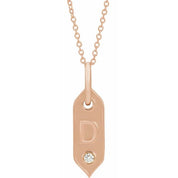 14K Rose .05 CT Natural Diamond Initial D 16-18" Necklace