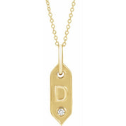 14K Yellow .05 CT Natural Diamond Initial Necklace 16-18" Length