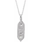 14K White .05 CT Natural Diamond Initial C 16-18" Necklace