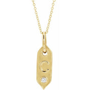 14K Yellow .05 CT Natural Diamond Initial Necklace 16-18" Length