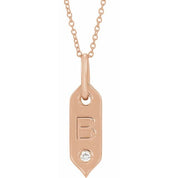 14K Rose .05 CT Natural Diamond Initial B 16-18" Necklace