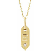 14K Yellow .05 CT Natural Diamond Initial Necklace 16-18" Length