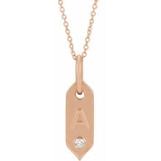 14K Rose .05 CT Natural Diamond Initial A 16-18" Necklace