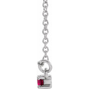 Sterling Silver Lab-Grown Ruby & 1/6 CTW Natural Diamond Bar 16-18" Necklace