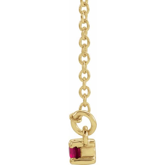 14K Yellow Lab-Grown Ruby & 1/6 CTW Natural Diamond Bar 16-18" Necklace