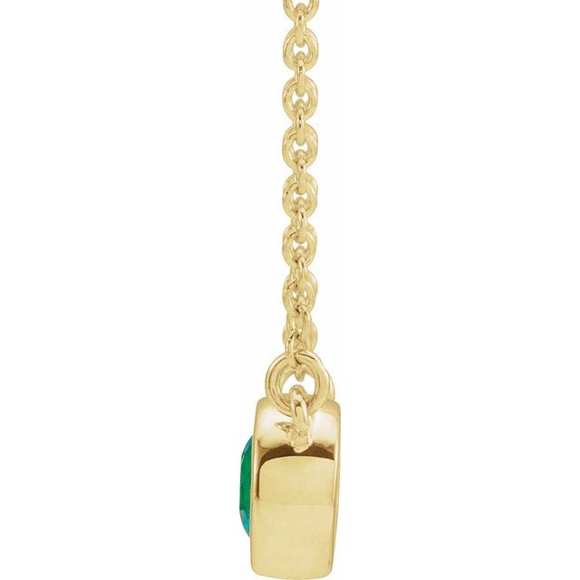 14K Yellow Lab-Grown Emerald & .02 CTW Natural Diamond 18" Necklace