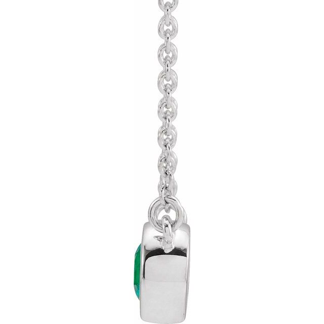14K White Lab-Grown Emerald & .02 CTW Natural Diamond 16" Necklace