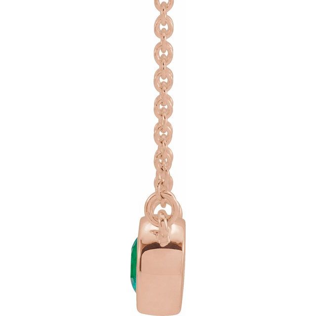14K Rose Lab-Grown Emerald & .02 CTW Natural Diamond 16" Necklace