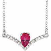 Platinum Lab-Grown Ruby & .06 CTW Natural Diamond 16" Necklace